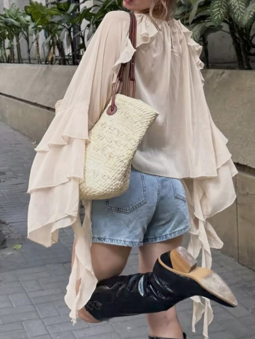 Ruffled Flare Sleeve Blouse - Picture 6 of 10